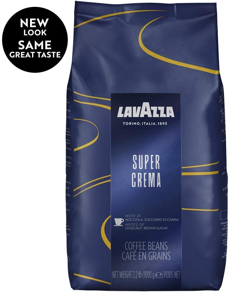 Lavazza Super Crema Whole Bean Coffee Blend, Light-Medium Espresso Roast, 2.2 Pound (Pack of 1) ,Premium Quality, Aromatic, Mild and Creamy