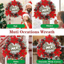 iDopick Artificial Christmas Wreath,12in Handcrafted Front Door Wreaths Decorations Pre Lit with Variant Red Berry, Pinecone&Poinsettia Flowers Christmas Decorations for Home,Thanksgiving, Xmas Decor