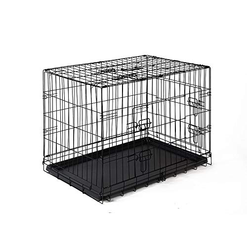 i.Pet Dog Crate Cage 36" Pet Kennel Crates Puppy Cat Fence House Outdoor Indoor Portable Carrier, Metal Wire with Triple Doors Lockable Foldable with Removable Tray and Handle