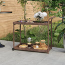 vidaXL Practical Poly Rattan Bar Cart - Spacious Mobile Trolley with Castors - Brown