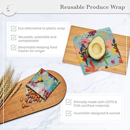 Zenify Earth Beeswax Food Wraps - Set of 3 - Eco Friendly Reusable Food Storage Covers - Australian Owned