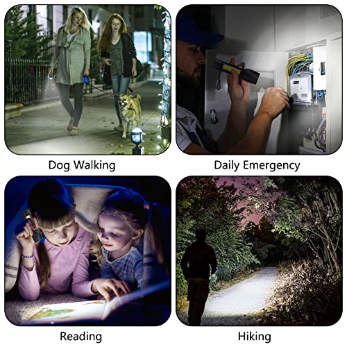 ZCOINS 2 Pack Rechargeable Small Torch, 500LM Zoomable Mini LED Flashlight with COB Side Light, Pocket Mini Torch for Emergency Camping Hiking Dog Walking
