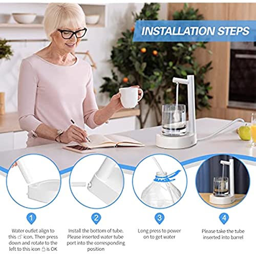 Desktop Water Bottle Dispenser, Portable Electric Water Bottle Pump for 5 Gallon & Universal Bottles, USB Charging Automatic Drinking Water Dispenser Water Jug Pump for Home, Office, Outdoor