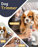 oneisall Dog Paw Trimmer for Grooming with Double Blades, Low Noise 2-Speed Small Dog Cat Grooming Clippers for Paws, Eyes, Ears, Face, Rump (Blue)