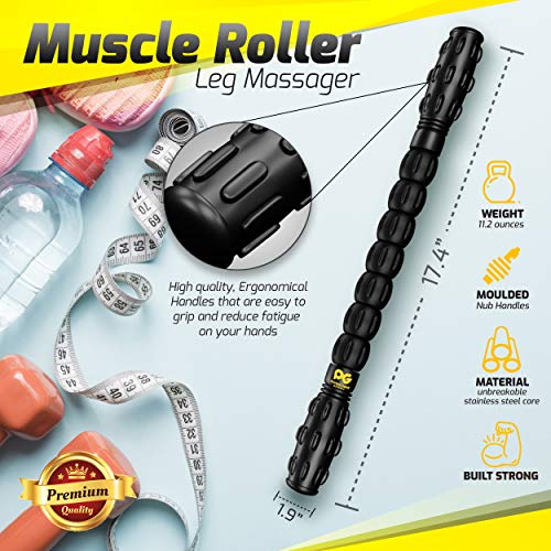 Muscle Roller Stick Pro, The Best Self Massage Tool, Relieve Sore Muscles, Cramps, Back Tightness, Trigger Points Pain, Myofascial Physical Therapy, Legs Recovery, Knots & Calf Soreness, (1 Roller)