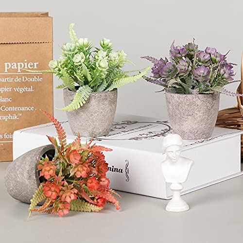 Artigreen Mini Artificial Plants Potted 6 Pcs,Fake Potted Green Flower, Suitable for Office Desk Coffee Table Bathroom Bedroom Home Decorations