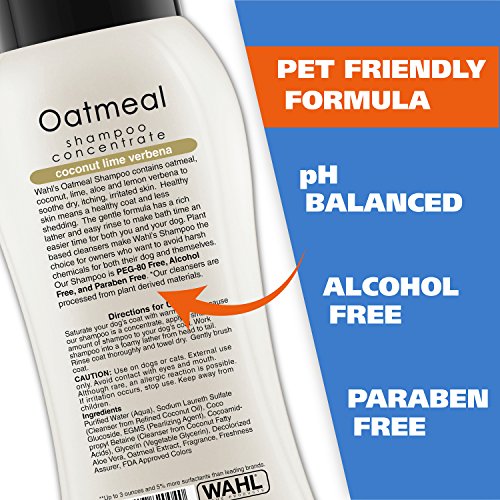 Wahl Dry Skin & Itch Relief Pet Shampoo for Dogs – Oatmeal Formula with Coconut Lime Verbena & Pet Friendly Formula, 24 Oz - Model 820004A