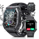 LIGE Military Smart Watches for Men,5ATM Waterproof Outdoors Tactics Sport Fitness Activity Tracker Watch, 1.85'' HD Blood Pressure/Heart Rate Monitor SmartWatches Compatible with iOS and Android