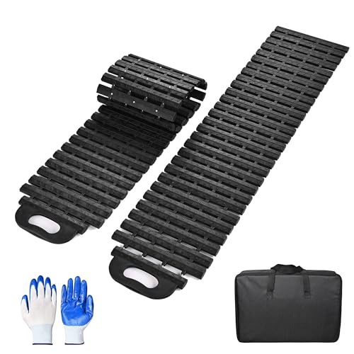 Yescom Tire Traction Mats Portable Recovery Tracks, Non-Slip Tire Grip Aid, Car Auto Escape Mat, Emergency Devices for Pickups Trucks Van Snow, Ice, Mud, Sand(2 Pack 47in)