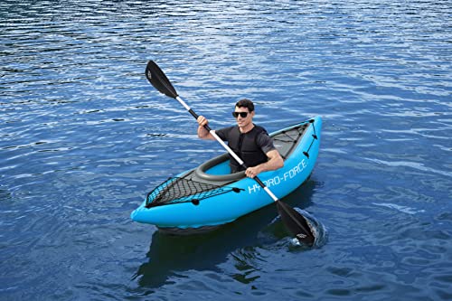 Bestway Hydro-Force Cove Champion | 1 Person Inflatable Kayak Set with Hand Pump, Paddles, Carry Bag, Blue, Blue, Grey, 275 x 81 x 45 cm