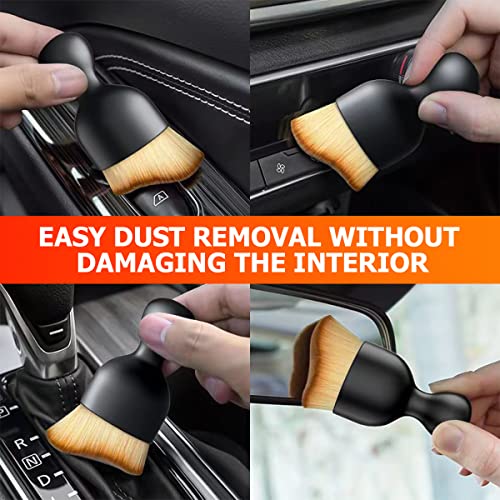 Blilo Car Interior Detailing Brush, Auto Soft Hair Cleaning Brushes, Curved Dirt Dust Collectors, Removal Tool for Dashboard Air Conditioner Vents Leather, Scratch Free (Black/1PCS)