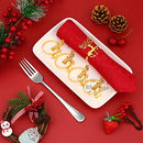 WILLBOND Christmas Napkin Rings Holders Deer Napkin Rings for Christmas Dinners Parties, Wedding Adornment, Table Decor for Christmas and Home Kitchen Dining Table Linen Accessories (Gold, 12)