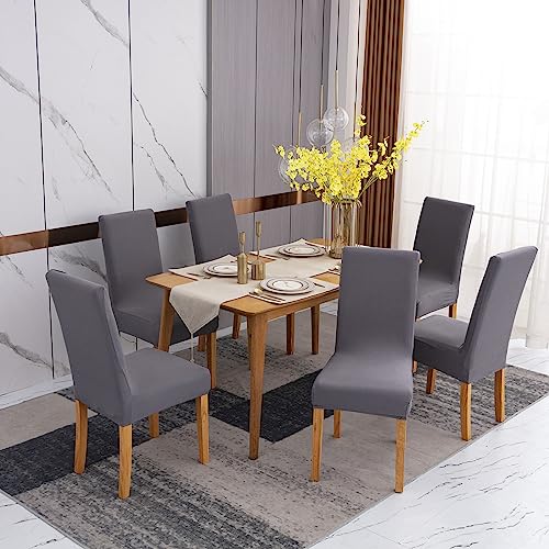 Dining Chair Covers Set of 4,Dining Seat Covers for Kitchen,Parsons Chair Slipcovers for Dining Room,4pcs Grey Chair Cover