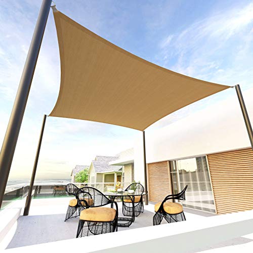 LVAND Upgrade Shade Sails Rectangle 4.8x6.1m UV Block Awning Canopy for Patios Outdoor Backyard Garden Playground