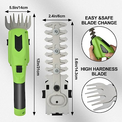 Ykgutilu Electric Hand Held Grass Shear Hedge Trimmer Shrubbery Clipper Cordless Battery Powered Rechargeable for Garden and Lawn