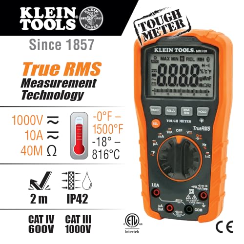 Digital Multimeter TRMS/Low Impedance, (TRMS) technology for increased accuracy, Klein Tools MM700