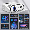 4K Smart UHD Daylight Projector 5G WiFi Bluetooth, 2023 Upgraded 14300 Lumen Outdoor Movie Projector 300” Display, RJ45 LAN Android 2G+16G Projector Support 8000+Apps, 4P/4D Keystone, Zoom