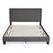 Furinno Laval Double Row Nail Head Upholstered Platform Bed Frame, Queen, Stone