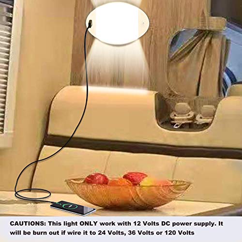 Facon 12V LED Ceiling Dome Light with USB Charger, High Speed Charging 5V 2.4A, 12V DC Interior Light with On&Off Switch for RV Motorhomes Camper Caravan Trailer Boat