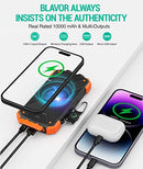 BLAVOR Solar Charger Power Bank, Qi Wireless Charger 10,000mAh External Battery Pack Type C Input Output Dual Super Bright Flashlight, Compass Carabiner, Solar Panel Charging