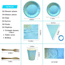 Blue Paper Plate Cup and Cutlery Set, COOVCCO 123 Pieces Golden Dot Party Dinnerware Set Includes Paper Plate Napkin Cup Straw and Tablecloth for Birthday Weddings Anniversary