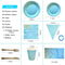 Blue Paper Plate Cup and Cutlery Set, COOVCCO 123 Pieces Golden Dot Party Dinnerware Set Includes Paper Plate Napkin Cup Straw and Tablecloth for Birthday Weddings Anniversary