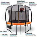 10ft Round Trampoline Basketball Set Safety Net Spring Pad Ladder