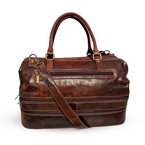 Leather Duffle Adventure Bag Weekender Travel Luggage with Shoe Compartment