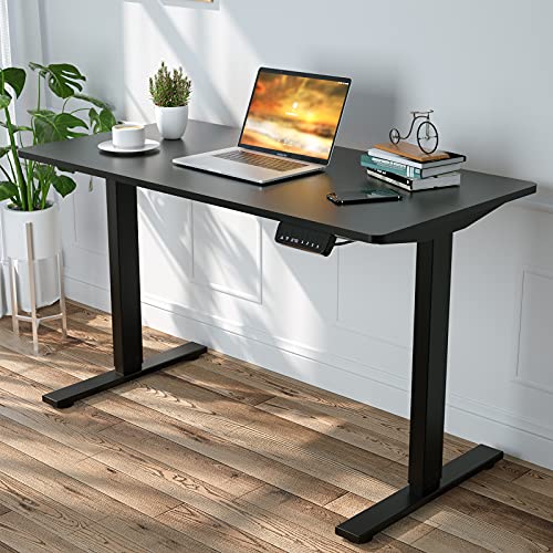 ADVWIN Ergonomic Standing Desk 28"-45" Height Adjustable Electric Sit Stand Desks with Smart Memory Lifting Base Sturdy Motor Computer Workstation for Home, Office, Gaming (Black Top Black Legs)