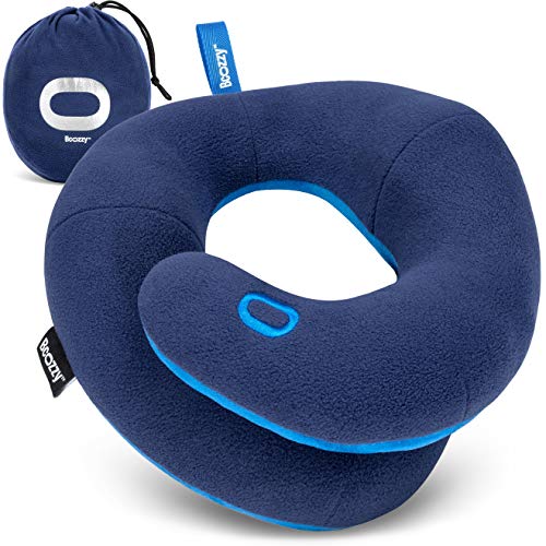 BCOZZY Kids Chin Supporting Travel Pillow for 8-12 Y/O- Stops the Head from Falling Forward- Comfortable Road Trip Essential. Soft, Washable, Medium Size, Navy