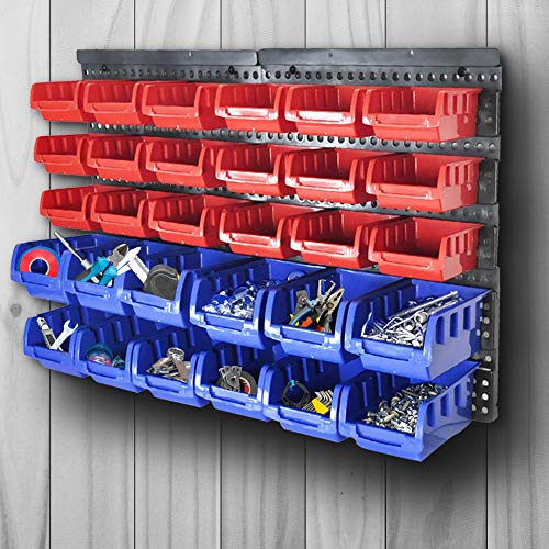 SWANLAKE 30PCS Wall Mounted Storage Bins, Plastic Garage Rack,Screw  Storage,Tool Organizers.