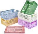 6 Pack Mini Folding Storage Basket for Shelf Home Kitchen, Plastic Storage Bin Organizer Small Stackable Crates for Office Classroom Bedroom Bathroom Desk Drawer, Stacking Baskets for Organizing