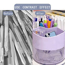 Zyners Rotating Pen Pencil Holder 360-Degree with Drawer, 5 Compartments Desk Stationary Cosmetic Makeup Brushes Holder for Dressing Table, Home , Office, Desktop(Purple)