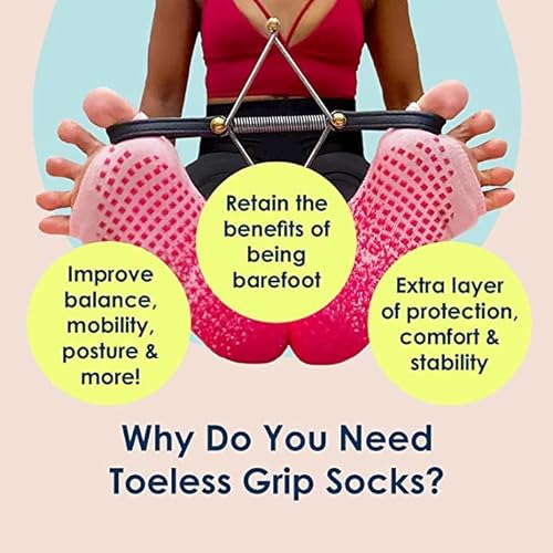 Yoga Socks for Women Non Slip, Toeless Non Skid Sticky Grip Sock - Pilates, Barre, Ballet (Allegro Style) (Vertical Block)