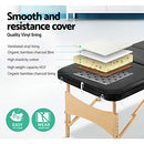 Zenses Massage Table 75cm Portable 3 Fold Wooden Beauty Bed Black