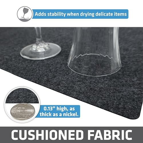 Drymate Premium Luxury Shelf & Drawer Liner, Thick Cushioned Fabric, Non-Adhesive, Absorbent, Waterproof, Slip-Resistant, Liners for Kitchen Cabinets, Cupboards (USA Made)(12”x59”)(2-Pack)(Charcoal)