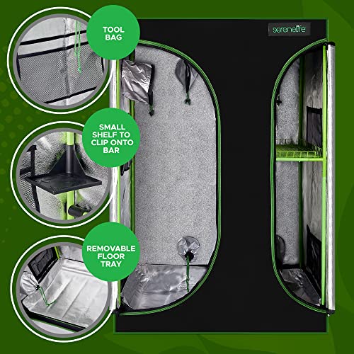 Lightweight Hydroponic Grow Tent Garden - 36'' x 24'' x 53'' Indoor Plant Growing System w/Durable Reflective 600D Mylar, Observation Window - Includes Removable Floor Tray, Pole Shelf
