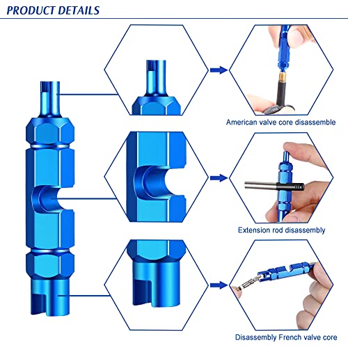 8Pcs Cycling Syringe Kit, Tubeless Tire Sealant Injector with Switch, Presta Valve Core and Removal Tool, No Tubes Tire Sealant Bicycle (White,Blue)