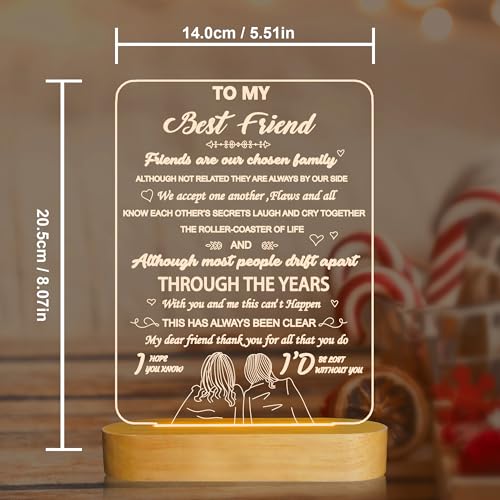 to My Friend Gifts, Soft Warm Wooden 3D Night Light Thank You All You Do 3D Illusion Lamp for Friend Sister Brothers Boys and Girls. Gifts for Birthday, Thanksgiving Day, Xmas, Friendship