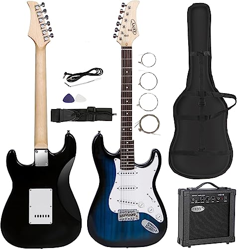 ZENY 39" Full Size Electric Guitar with Amp, Case and Accessories Pack Beginner Starter Package, Blue Ideal Christmas Thanksgiving