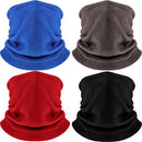 4 Pieces Winter Fleece Neck Warmer Gaiter Thick Thermal Windproof Ski Neck Gaiter Balaclava, Black, Blue, Red, Coffee, l