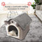 Cat Bed and Small Dog Bed, Self-Warming Cat Tent Cave for Kittens and Small Dogs Triangle Cat House Hut with Washable Cushion for Outdoor and Indoor (Medium, Grey)