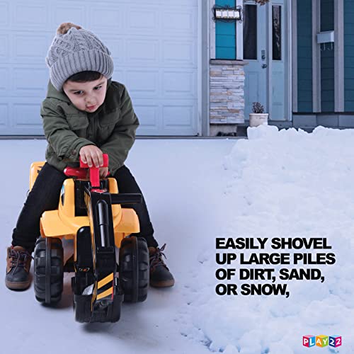 Play22 Toy Tractors for Kids Ride On Excavator - Music Sounds Digger Scooter Tractor Toys Bulldozer Includes Helmet with Rocks - Ride on Tractor Pretend Play - Toddler Tractor Construction Truck