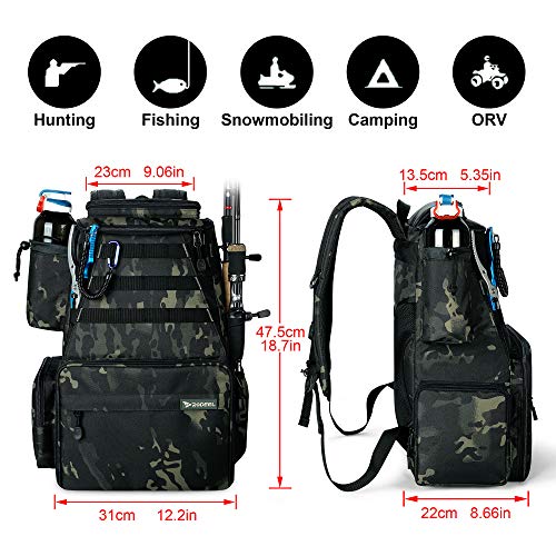 Aertiavty Fishing Gear Tackle Bag, Compact Backpack with Tackle Box and Rod  Holder For Outdoor Sport, Fishing Gift
