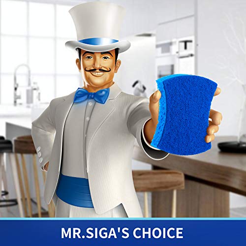 MR.SIGA Non-Scratch Cellulose Scrub Sponge, Dual-Sided Dishwashing Sponge for Kitchen, 12 Pack