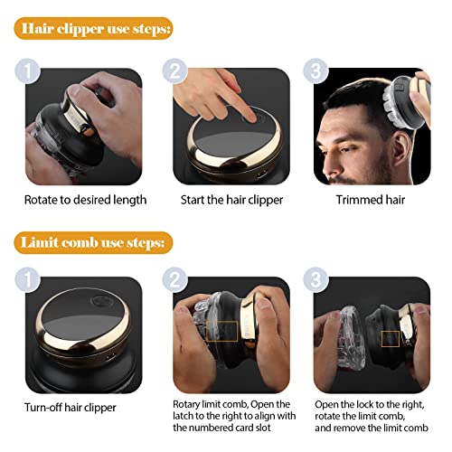 KEMEI 887 Hair Clipper for Men Circular Cordless Trimmer, Self-Haircut Kit, Rechargeable LED Display Gold (FBA-KM887-Gold)