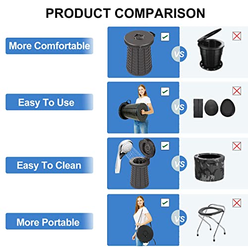 Warm Y 2022 XXL Retractable Portable Toilet Pro for Camping,Folding Adjustable Height Outdoor Travel Potty for Adult and Child,Hold Up to 660 Pounds Collapsible Stool…