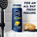 NIVEA MEN Power Fresh 3 in 1 Shower Gel and Body Wash (500ml), Multi-Use Shower Gel for Body, Face and Hair with Invigorating Citrus Infusion, Shower Gel and Body Wash with 24Hr Fresh Effect, 99% Biodegradable Formula with Masculine Scent, Shower Gel for