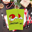 Whaline Christmas Guest Napkins Green 3 Ply Disposable Napkins Merry Christmas Bathroom Napkins Xmas Guest Hand Towel Napkins for Party Supplies, 80Pcs