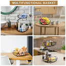 2 Tier Fruit Basket for Kitchen Countertop Detachable Metal Wire Fruits Vegetable Storage Bowl Tiered Stand Holder with Banana Hanger for Dining Table Organizer